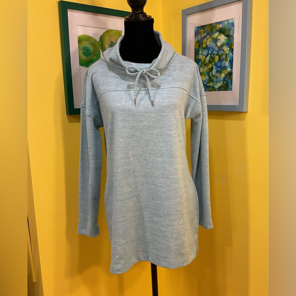 T by Talbots Light Blue Cowl-Neck Pullover with Drawstring Size Small